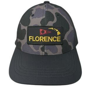 Florence Trucker Hat Black Gray One Size Camo Perforated Snapback Hawai'i